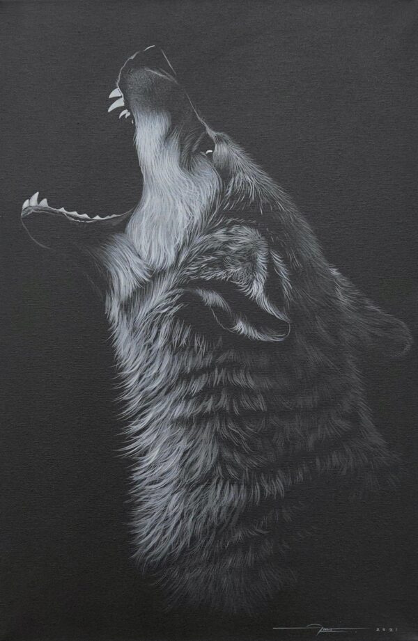 Lobo Aullando a la Luna – 40 X 60 cm Art Gallery Alpha House