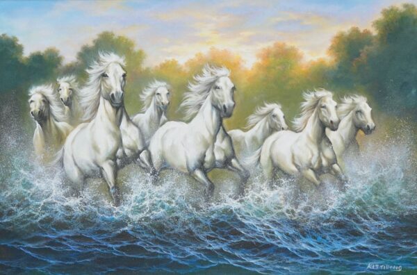 Caballos Blancos y Ríos – 90 x 60 cm Art Gallery Alpha House