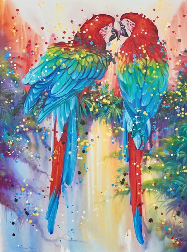 Par de Loros Rojos – 90 X 120 cm Art Gallery Alpha House